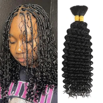 Cabelo trançado a granel 100% cabelo humano Deep Wave não processado sem trama Boho tranças cabelo humano extensões a granel cabelo remy brasileiro