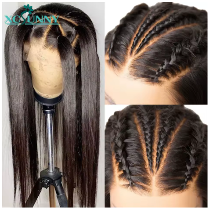 Perucas brasileiras naturais de cabelo liso, perucas lace front cheias, sem glueless, 13x6, pré-arrancadas