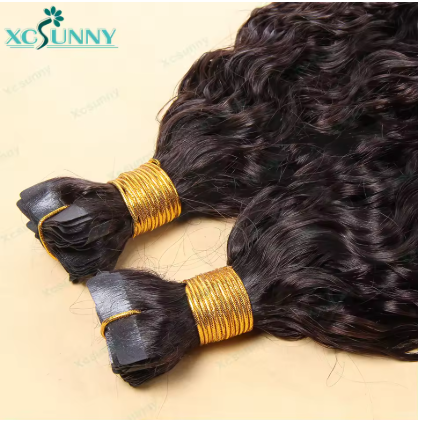 Extensões encaracolados do cabelo do cabelo humano, trama da pele de Remy, onda de água, birmanês, 12-26 ", 40 PCes pelo bloco