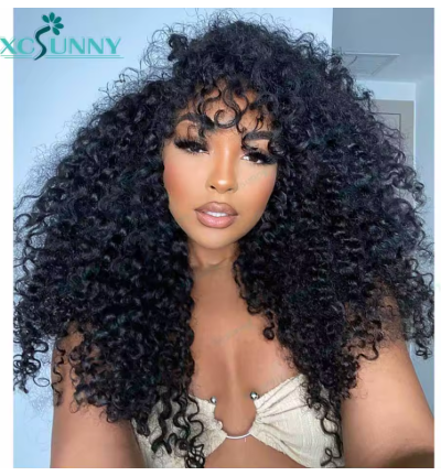 Seamless PU Clip em extensões de cabelo, Jerry Curly, Clip Ins cabelo humano, preto natural, trama clássica