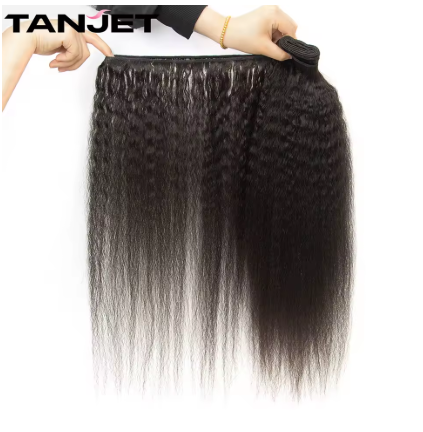 Trama reta Kinky brasileira do cabelo humano do Afro para mulheres negras, extensões reais do cabelo de Remy, pacotes naturais do cabelo reto de Yaki