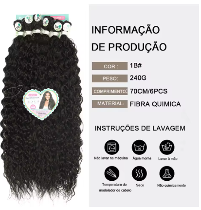 Cabelo Para Entrelace Bio Fibra Orgânico Mulheres Extensões Fibra Química Orgânica Alta Qualidade Uso Diário 70cm "ANJO"-MODA