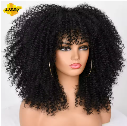 Lace wig Black com Franja