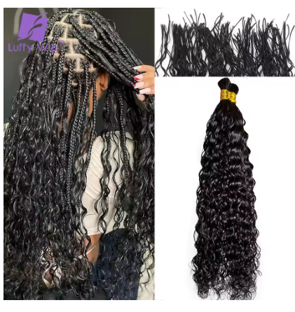 Pré dividido trança cabelo encaracolado cabelo humano em massa duplo desenhado birmanês remy sem trama extensões de cabelo boho caixa tranças feixes de cabelo